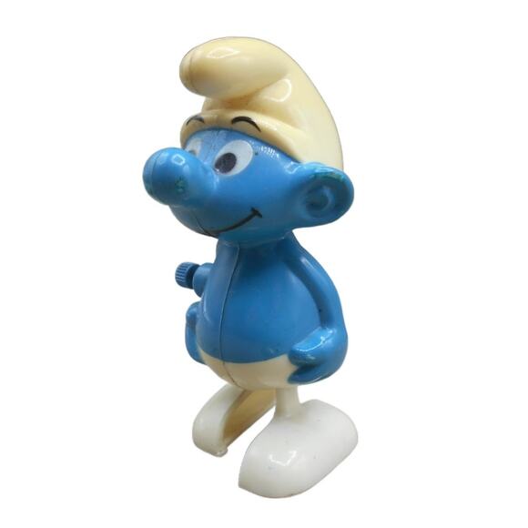 Vintage 1980 Walking Smurf Wind-up Wallace Berrie Galoob Hong Kong - Picture 1 of 8
